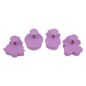4 St/Pack Jul Kakstämplar Utstickare Pepparkaksformar Pepparkaksform   4pcs / set Press Stamp Christmas  Fondant Cookie Spring Press Cutter Mold