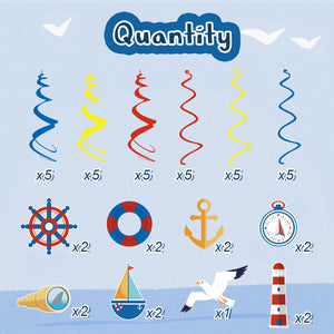 42 St/Pack Marin Segling Hav  Temafest Dekoration  42 PCS/Set Navy Ocean Themed Party Decoration
