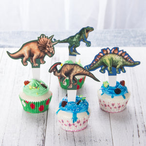 12 St/Pack Dinosaurie Cupcake Fest Picks 12 PCS/Set Dinosaur Cupcake Topper Party Decoration