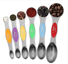 Ladda upp bild till gallerivisning, Magnetisk Måttsats,Mätsked Rustfrit Stål 6 PCS Double End Stainless Steel Magnetic Measuring Spoon Colorful
