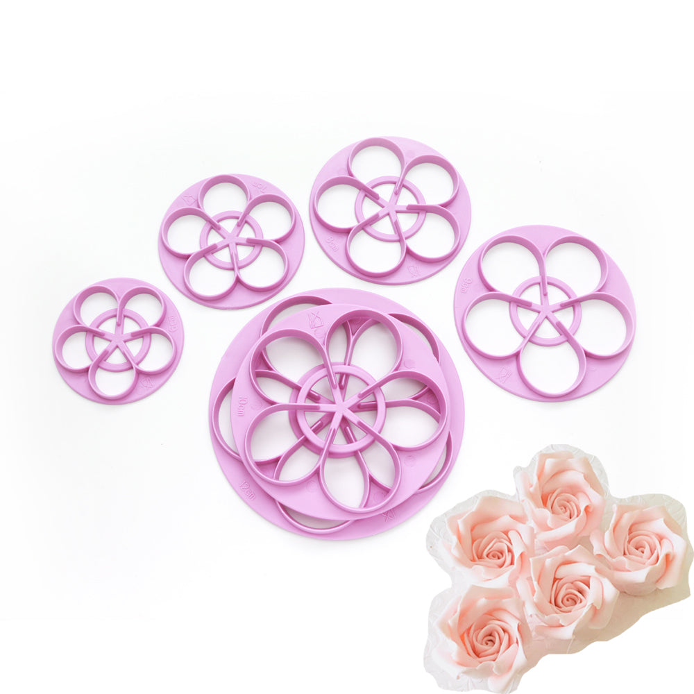 6 St/Pack Ros Utstickare Fondant Gum Paste   6 PCS/Set Rose Gum Paste Cutter
