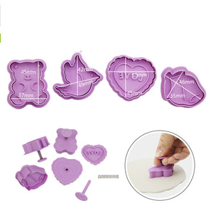 4 St/Pack   Alla hjärtans dag Valentine's Day Kakstämplar  Utstickare   4 PCS/Set  Valentine's Day Press Stamp Cookie Fondant Cutter Mold Love Teddy Bear Heart Rose