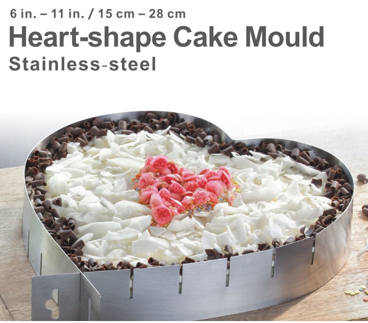 Justerbar Hjärtformad Tartring Rostfritt Stål --Adjustable Stainless Cake Cutting Ring- Heart Shape