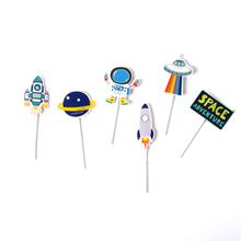 Ladda upp bild till gallerivisning, 24st Raket, Astronaut Planet Yttre Rymdäventyr Cupcake Picks Temafest Dekoration,24 PCS/Set Rocket Astronaut  Planet Space Adventure Cupcake Topper
