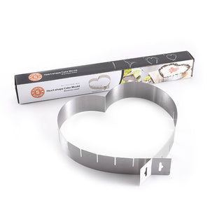 Justerbar Hjärtformad Tartring Rostfritt Stål --Adjustable Stainless Cake Cutting Ring- Heart Shape