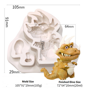 5 St/Pack  Dinosaurier Silikonform  Collection 1 (4 S & M & 1 Stor) 5 PCS/Set Dinosaur Silicon Mold (4 S M & 1 Big)