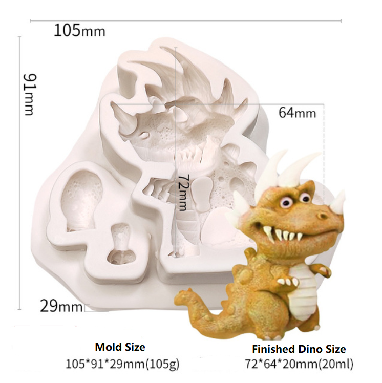 5 St/Pack  Dinosaurier Silikonform  Collection 1 (4 S & M & 1 Stor) 5 PCS/Set Dinosaur Silicon Mold (4 S M & 1 Big)