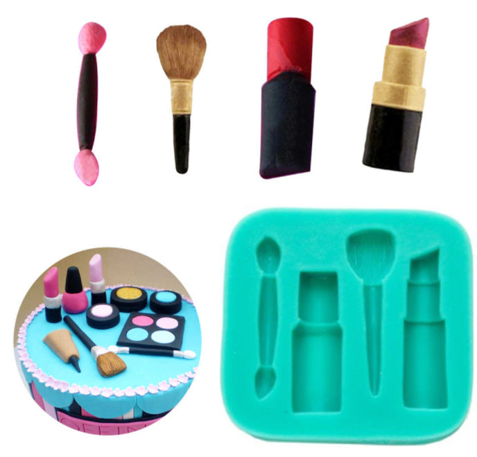 4 i 1 Sminkverktyg Sockerpasta Choklad Silikform 4 in 1 Make-up Tools Fondant Choclate Silicone Mold