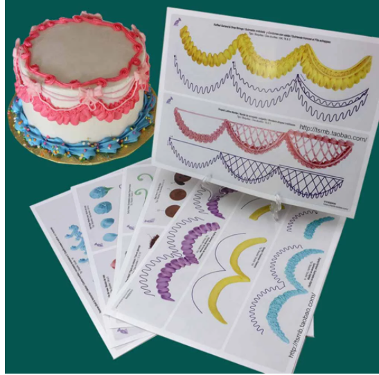89 Mönster /Pack Övningsset Spritsa －89 Patterns/Set Icing Piping Decorating Practice Drawing  Template
