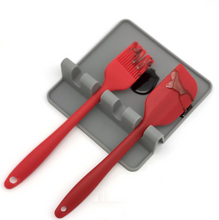 Ladda upp bild till gallerivisning, Köksredskapshållare  Köksredskap Heat Resistant Silicone Spoon Rest Ladle Utensil Holder Rack Cooking Tool Holder
