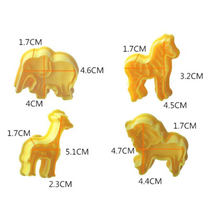 Ladda upp bild till gallerivisning, 4 St/Pack Djungeldjur Kakstämplar Utstickare  4 PCS Animal Press Stamp Cookie Fondant Cutter Mold
