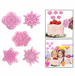 5 St/Pack Kakstämplar Snöflinga Fondant Dekroration, 5 Pcs/Set  Snowflake Embosser Christmas Lace Press Biscuit Cookie Fondant Stamps