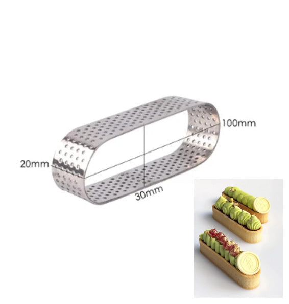 6 St/Pack Perforerad Tårtring  Dessert Mousse  Perforated  Oval Ring  100*30 * 20mm