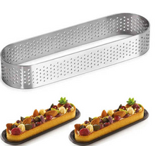 Ladda upp bild till gallerivisning, 6 St/Pack Perforerad Tårtring Dessert Mousse Perforated Oval Ring 145*35*20mm

