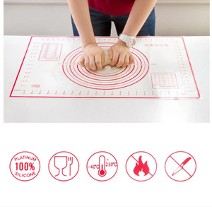 Stor non-stick bakmatta / bakmatta silikon halkfri degmatta rullmatta silikonmatta bakfilm bakpapper arbetsmatta med mått 60 x 40 cm för fondant pizza brödmatta, BPA-fri  Large  Non-Stick Siiicone Mat Large