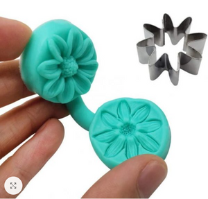 Utstickare & Dubbel Veiner Silikonform  Små Tusensköna Blomma   Small  Common Daisy  Cutter & Silicone Mold