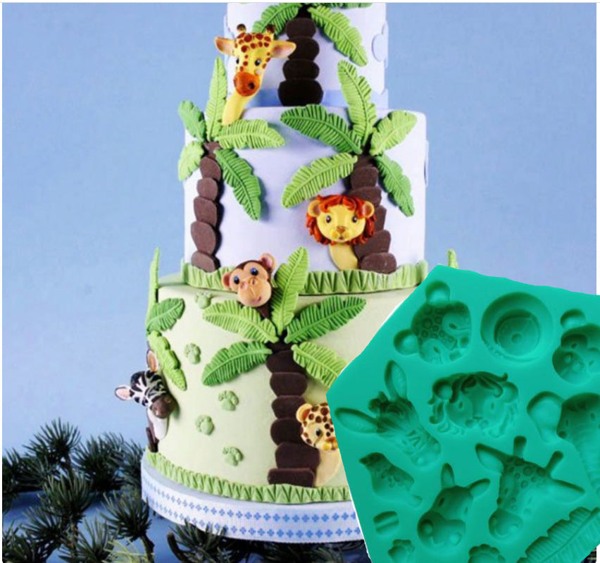 8 i 1 Små Bland Skog Djungel Djur Silikonform 8 in 1  Small  Mixed Jungle Forest Animal Silicone Mold