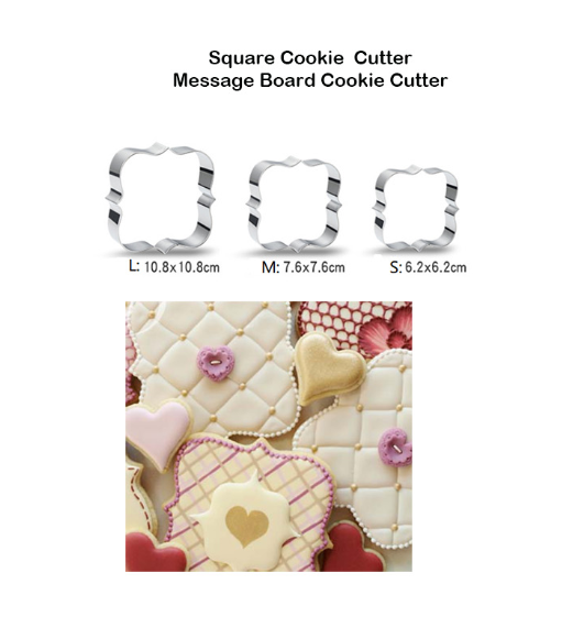 3 St/Pack  Plakett Pepparskakform Utstickare Fyrkant 3 PCS/Set Square Plaque  Frame Cookie Cutter