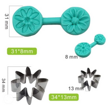 Ladda upp bild till gallerivisning, Utstickare &amp; Dubbel Veiner Silikonform  Små Tusensköna Blomma   Small  Common Daisy  Cutter &amp; Silicone Mold
