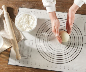 Stor non-stick bakmatta / bakmatta silikon halkfri degmatta rullmatta silikonmatta bakfilm bakpapper arbetsmatta med mått 60 x 40 cm för fondant pizza brödmatta, BPA-fri  Large  Non-Stick Siiicone Mat Large