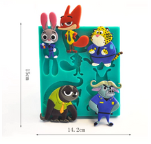 Ladda upp bild till gallerivisning, 5 i 1 Zootopia Silikonform   Tårta Dekoration  Barn Tårta Lera  Fondant  Sockerpaste 5 in 1 Zootopia Fondant Clay Silicone Mold ,
