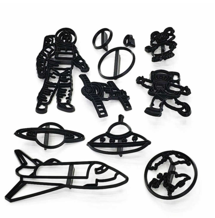 11 St/Pack Rymdraket & Astronaut Utstickare Fondant Patchwork