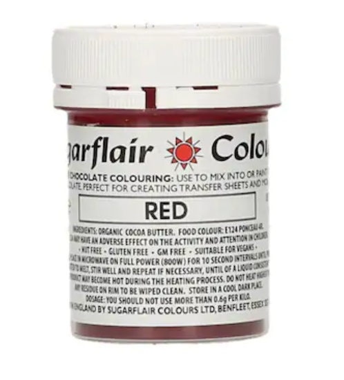 Sugarflair Chokladfärg Röd  Sugarflair Red Cholocate Coca Butter Color-35g