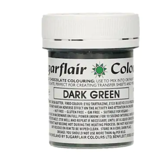Sugarflair Chokladfärg Mörkgrön  Sugarflair Dark Green Chocolate Coca Butter Color-35g