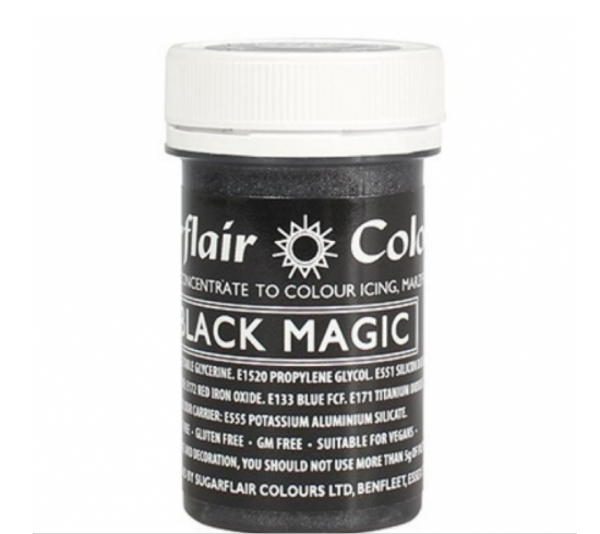 Sugarflair Pastafärger Svart  Magi   Sugarflair Black Magic - Satin Paste Food Color 25g