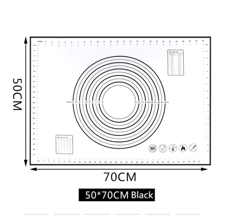 Extra Stor non-stick bakmatta / bakmatta silikon halkfri degmatta rullmatta silikonmatta bakfilm bakpapper arbetsmatta med mått 70 x 50 cm för fondant pizza brödmatta, BPA-fri Large Non-Stick Siiicone Mat Extra  Large