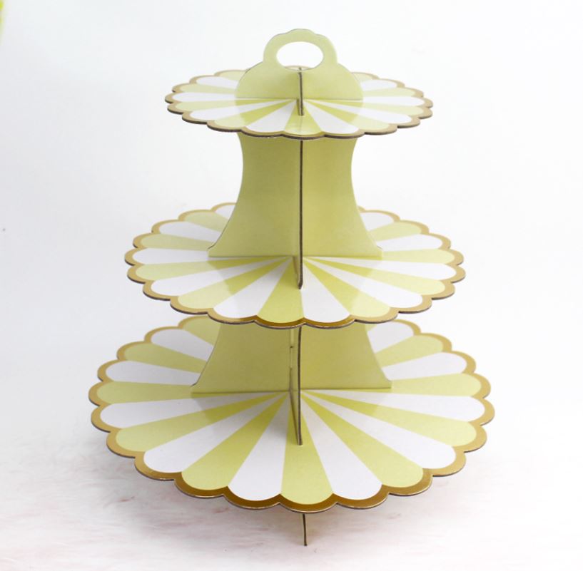 3- Våningar Muffinsställ -Citron Vit   3 Tier Cupcakes Stand Flower Petal