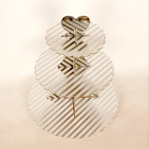 3-Våningar  Muffinsställ  Flisa Yta   Cupcakes Stand Sliver Surface with Sliver Stripe