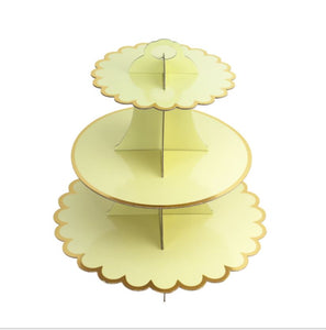 3-Våningar Muffinsställ 3-Nivåer Muffinställ Svart   Cupcakes Stand- 3 Layer - Golden Glitter Flower  Edge
