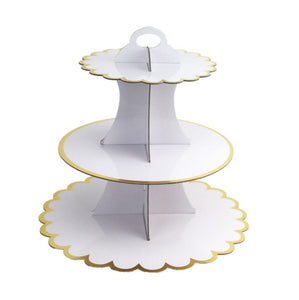 3-Våningar Muffinsställ 3-Nivåer Muffinställ Svart   Cupcakes Stand- 3 Layer - Golden Glitter Flower  Edge