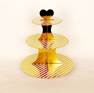 3-Våningar  Muffinsställ  Flisa Yta   Cupcakes Stand Sliver Surface with Sliver Stripe