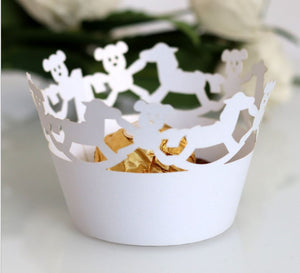 12 St/Pack Bebis Barn Cupcake Wrappers - Vit Baby Shower Kid Cupcake Wrapper