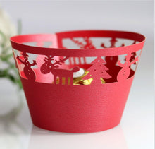 Ladda upp bild till gallerivisning, Laser Cut Lace Cupcake Liner Wrapper-Christmas  (12PCS/Bag)
