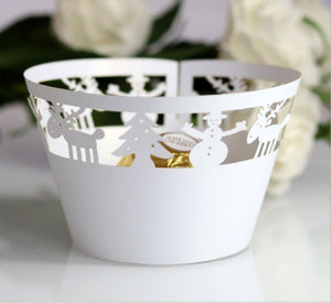 Laser Cut Lace Cupcake Liner Wrapper-Christmas  (12PCS/Bag)