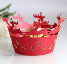 Ladda upp bild till gallerivisning, Laser Cut Lace Cupcake Liner Wrapper-Chirstmas Deer (12PCS/Bag)
