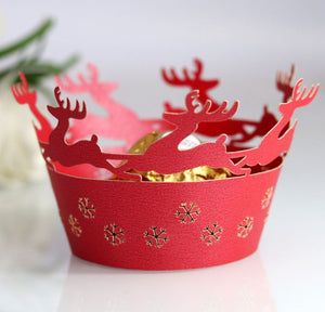 Laser Cut Lace Cupcake Liner Wrapper-Chirstmas Deer (12PCS/Bag)