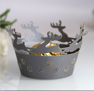 Laser Cut Lace Cupcake Liner Wrapper-Chirstmas Deer (12PCS/Bag)