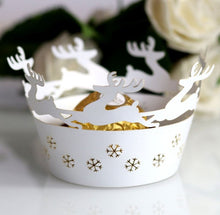Ladda upp bild till gallerivisning, Laser Cut Lace Cupcake Liner Wrapper-Chirstmas Deer (12PCS/Bag)
