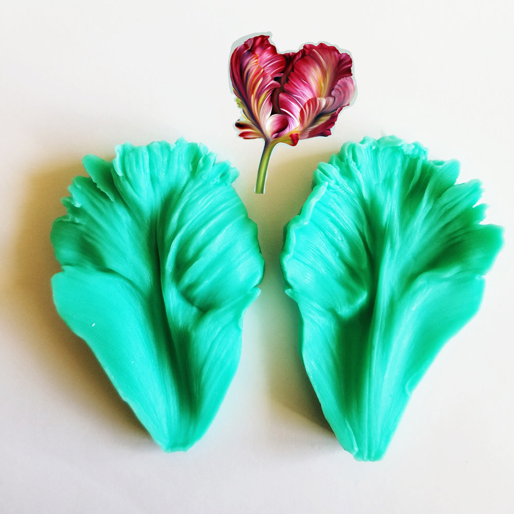 Dubbel Veiner Silikonformar  Blomma Papegojtulpan Double-Sided Vein Parrot Tuplip Flower Silicone Mold Fondant Clay