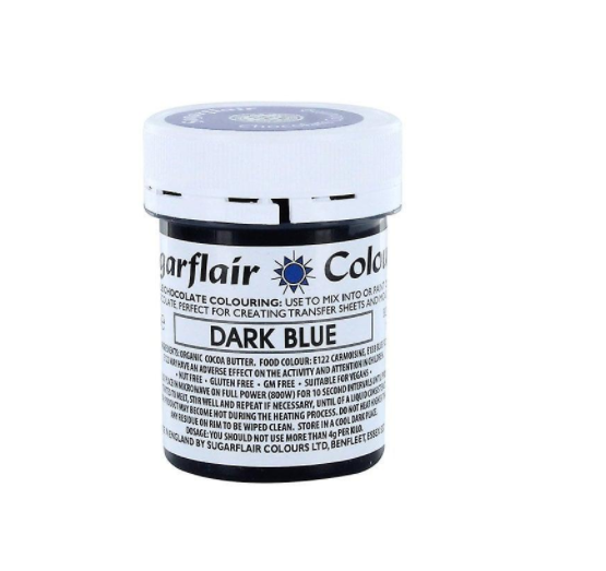 Sugarflair Chokladfärg Mörkblå   Sugarflair Dark Blue Chocolate Coca Butter Color-35g