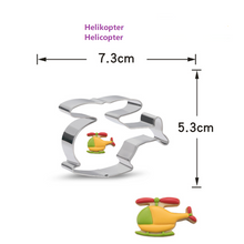Ladda upp bild till gallerivisning, 7 St /Pack Utstickare med stenciler Fordon Bil Transport Roket  Helikopter Segelbåt  Collection B
