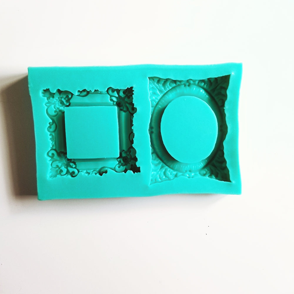 Klassisk Platta Spegel Ram Silikonform Tårtkant Viktoriansk Utsmyckning Fotoram Silikonform Victorian Embellishment Photo Mirror Frame Silicone Mold