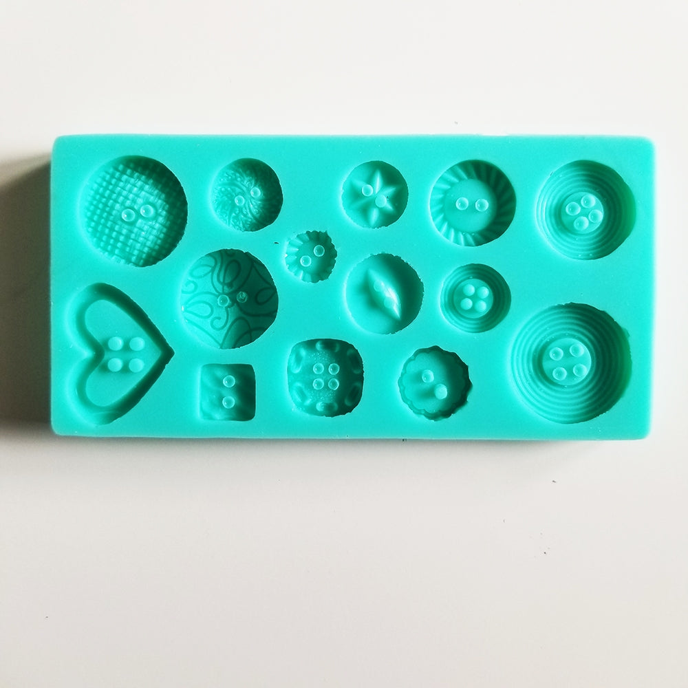 14 I 1 Knapp Silikonform- A 14 in 1 Button Pattern Silicone Mold- A