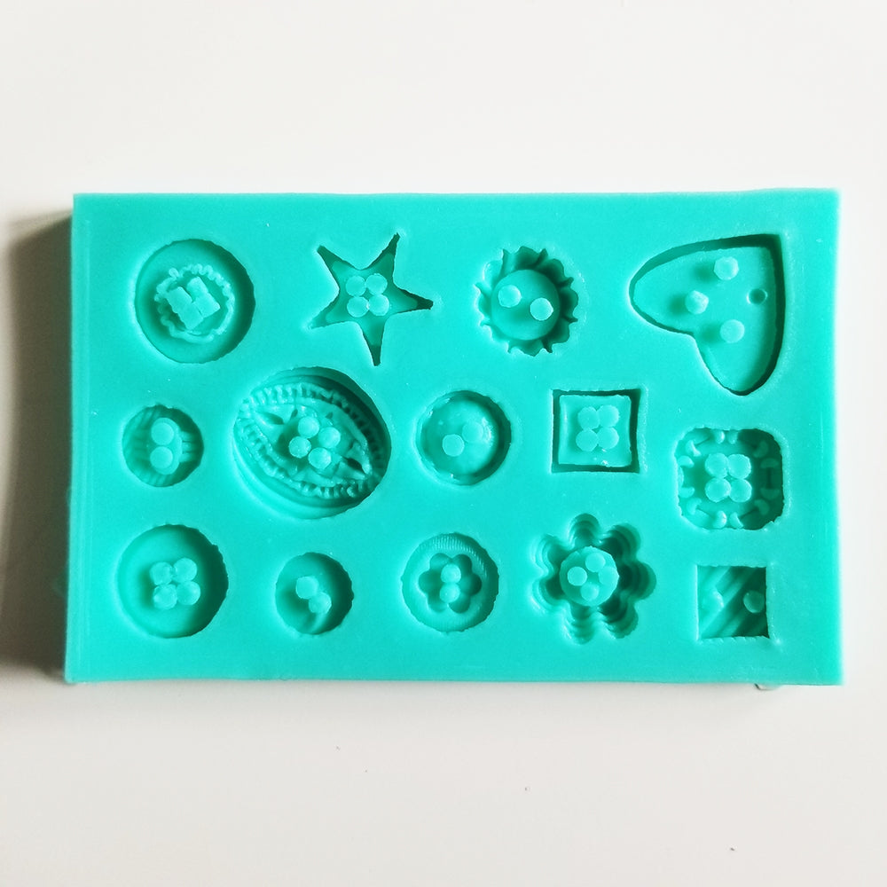 14 I 1 Knapp Silikonform-B   14 in 1 Button Pattern Silicone Mold-B