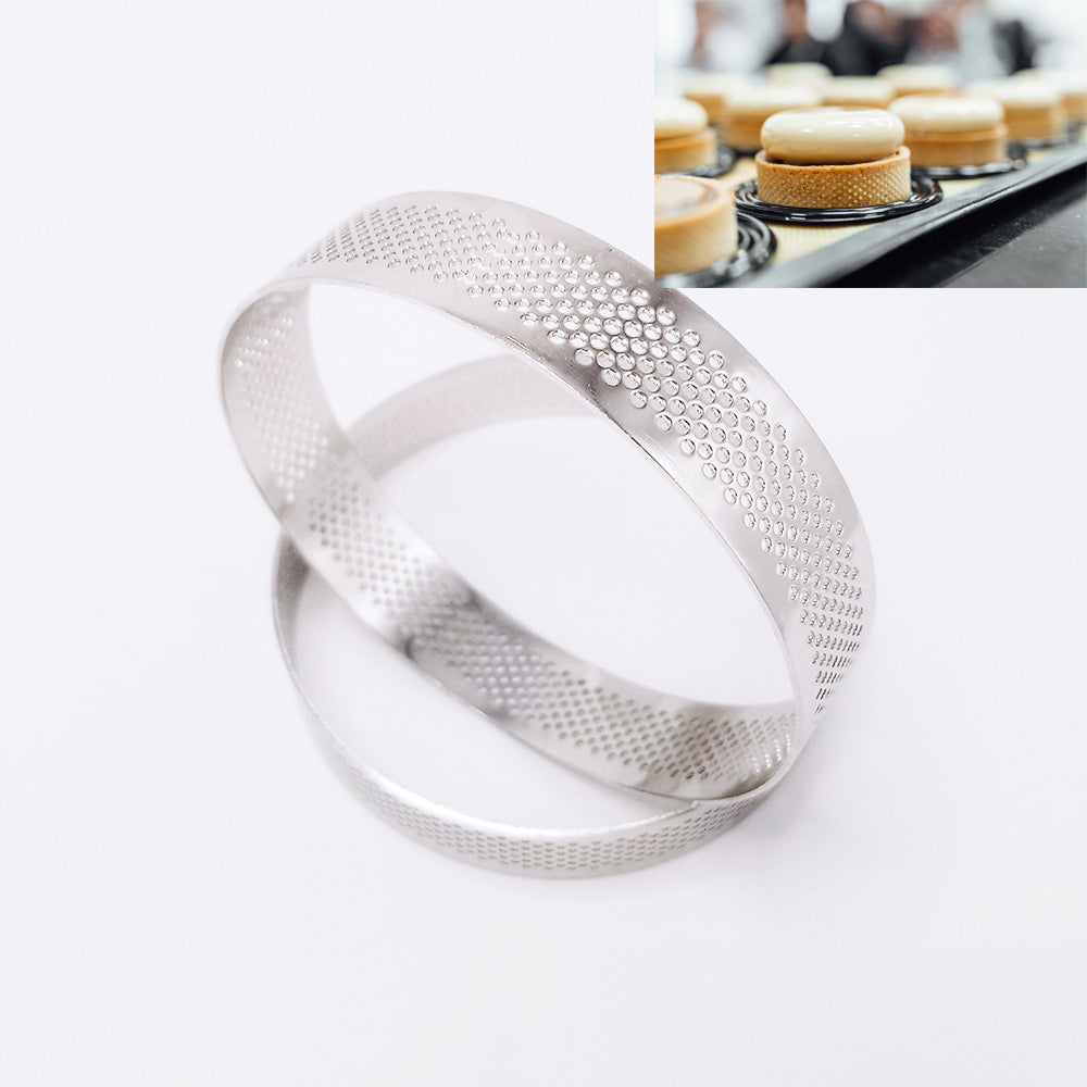 2 st Rund Perforerad Tårtring  Elektrolytiskt behandlat ostfritt stål 2PCS Round Perforated Tart Ring Φ10*2cm